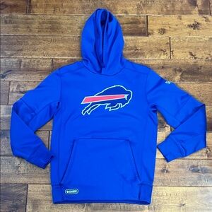 Blue Hooded Men's Hoodie. Front pocket needs sewed.